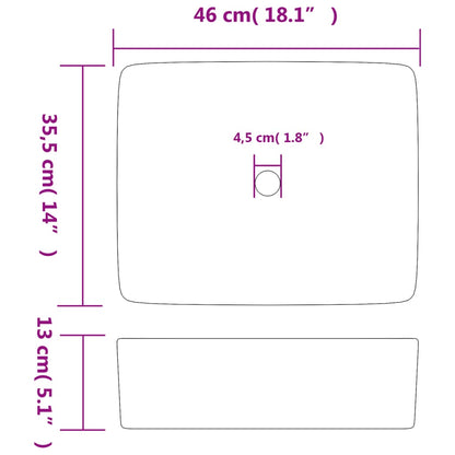 Countertop Basin White Rectangular 46x35.5x13 cm Ceramic