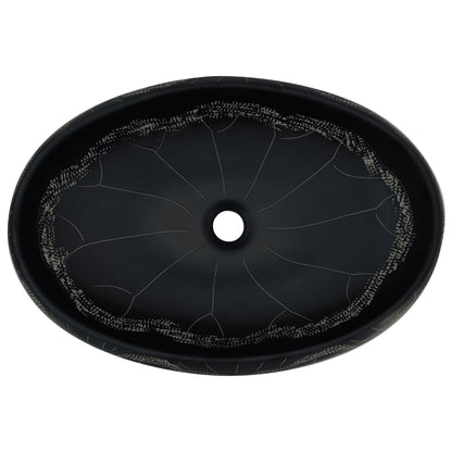 Countertop Basin Black Oval 59x40x15 cm Ceramic