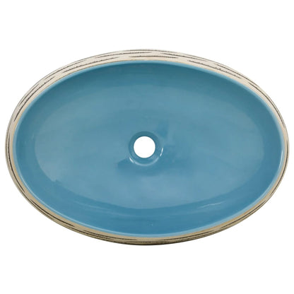Countertop Basin Multicolour Oval 59x40x15 cm Ceramic