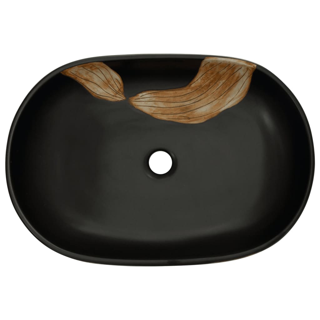 Countertop Basin Black Oval 59x40x14 cm Ceramic