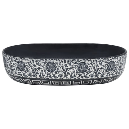 Countertop Basin Black and Blue Oval 59x40x14 cm Ceramic