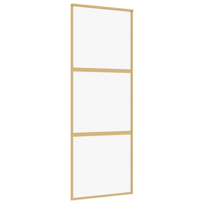 Sliding Door Gold 76x205 cm Clear ESG Glass and Aluminium