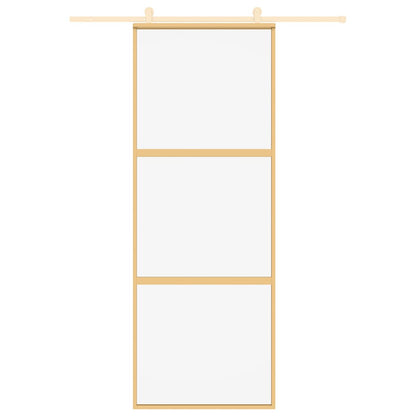 Sliding Door Gold 76x205 cm Clear ESG Glass and Aluminium