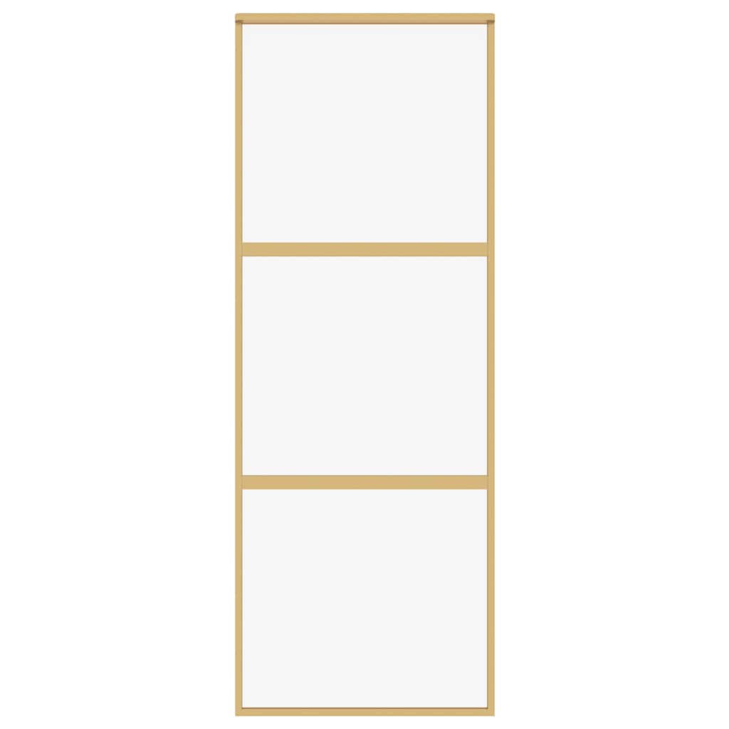 Sliding Door Gold 76x205 cm Clear ESG Glass and Aluminium