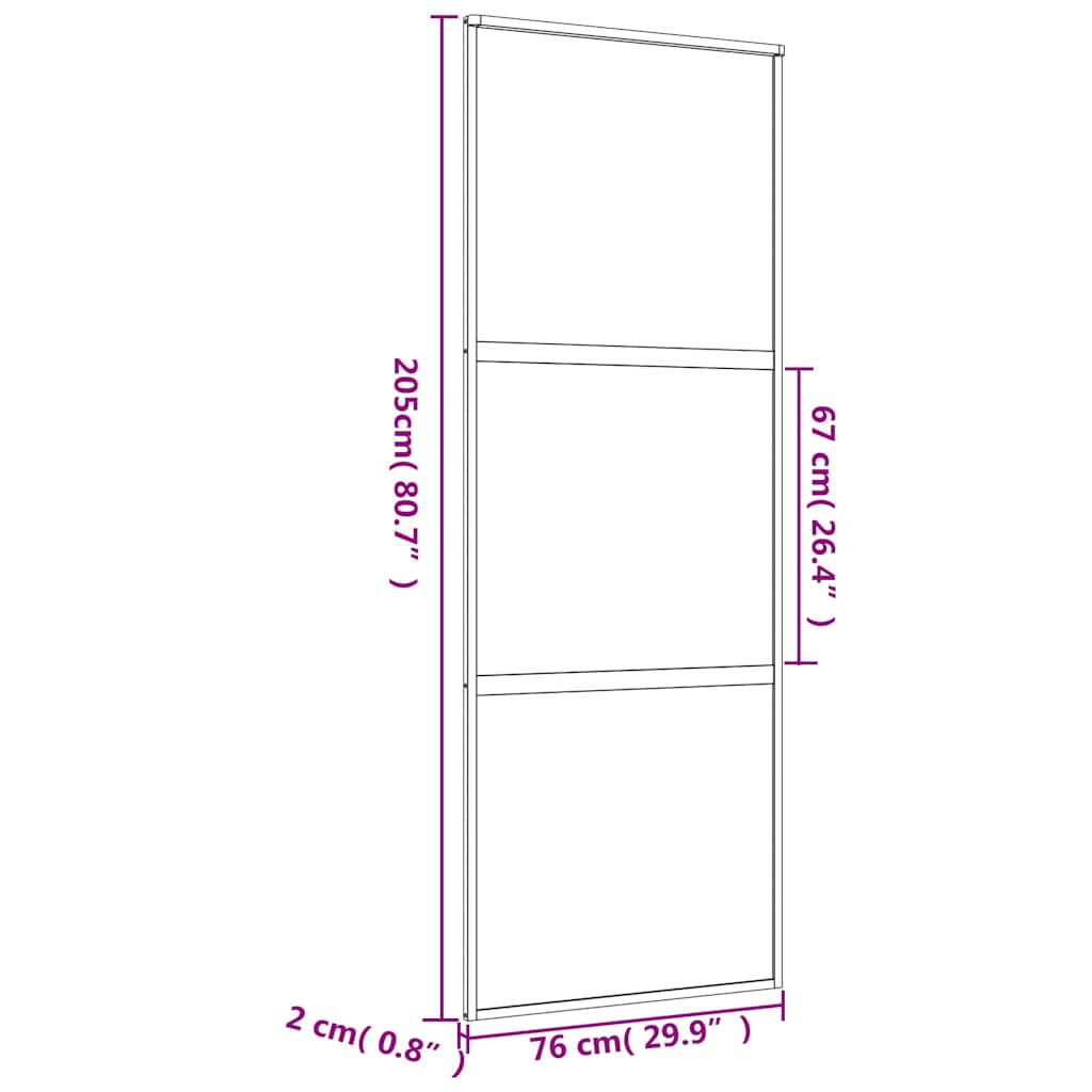 Sliding Door Gold 76x205 cm Clear ESG Glass and Aluminium