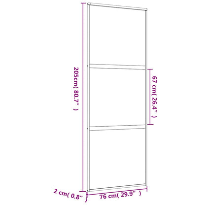 Sliding Door Gold 76x205 cm Clear ESG Glass and Aluminium