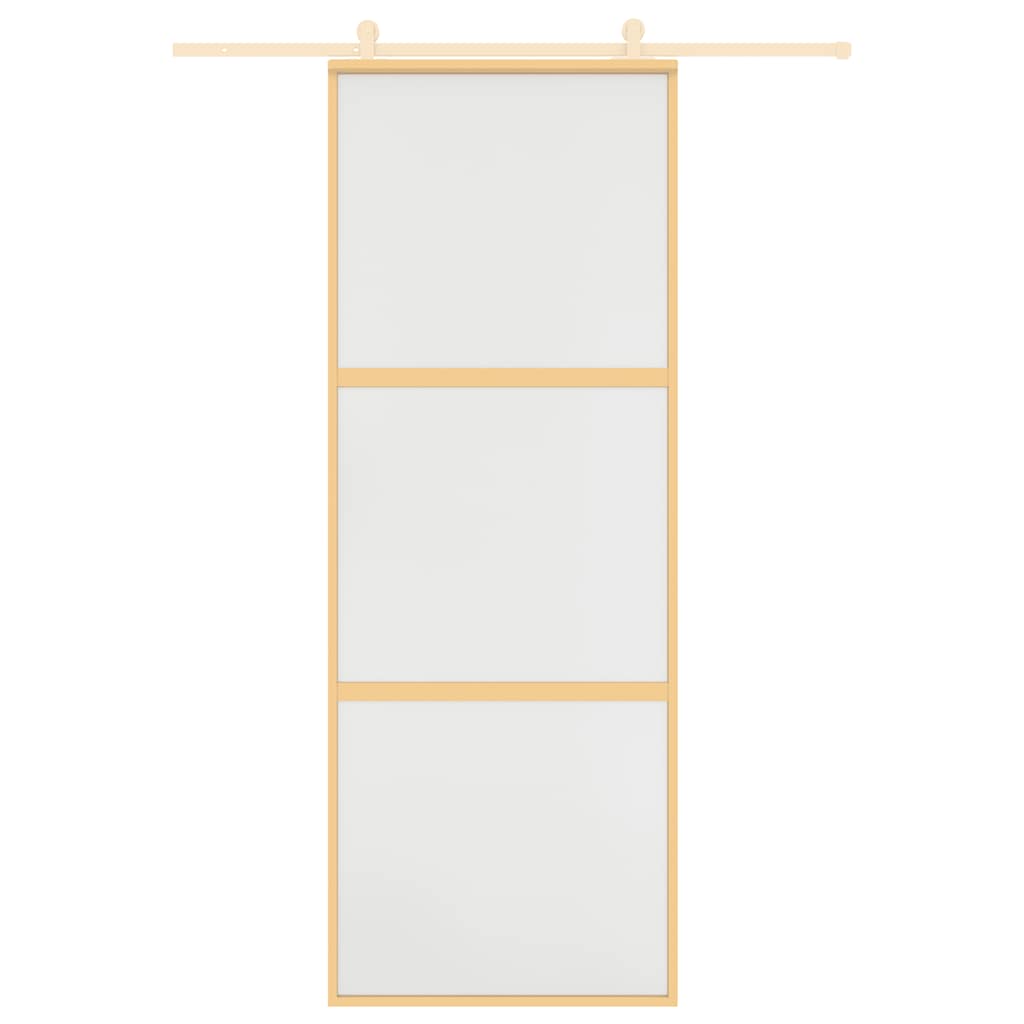 Sliding Door Gold 76x205 cm Frosted ESG Glass and Aluminium
