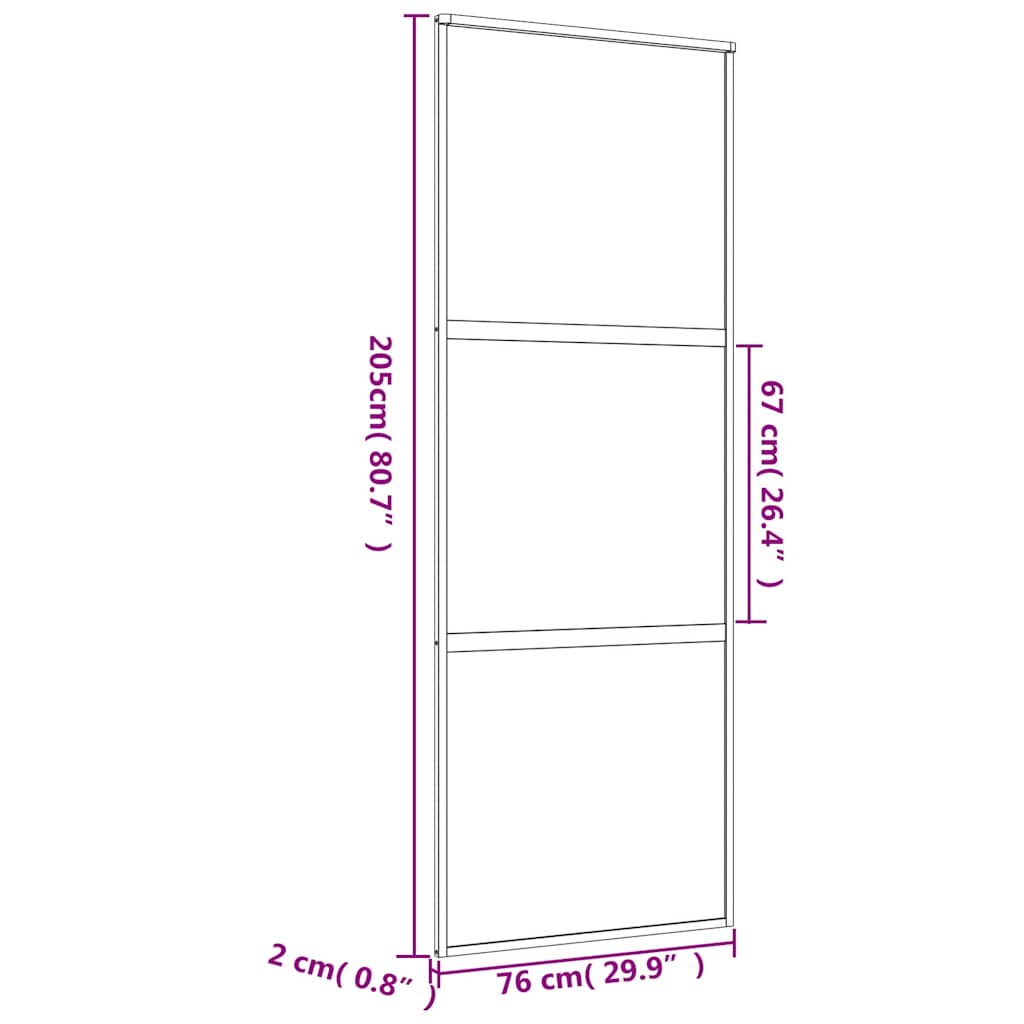 Sliding Door Gold 76x205 cm Frosted ESG Glass and Aluminium