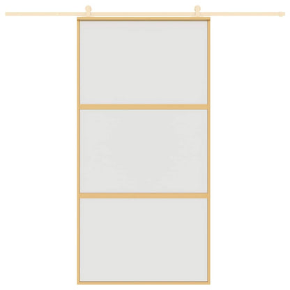 Sliding Door Gold 102.5x205 cm Frosted ESG Glass and Aluminium
