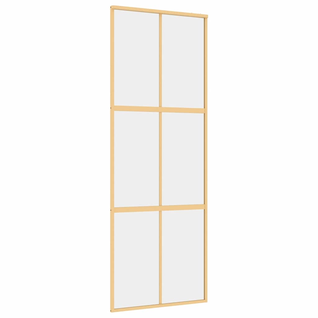 Sliding Door Gold 76x205 cm Clear ESG Glass and Aluminium