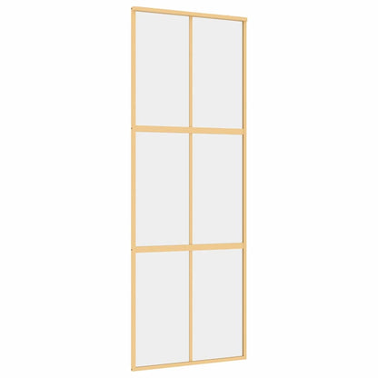 Sliding Door Gold 76x205 cm Clear ESG Glass and Aluminium