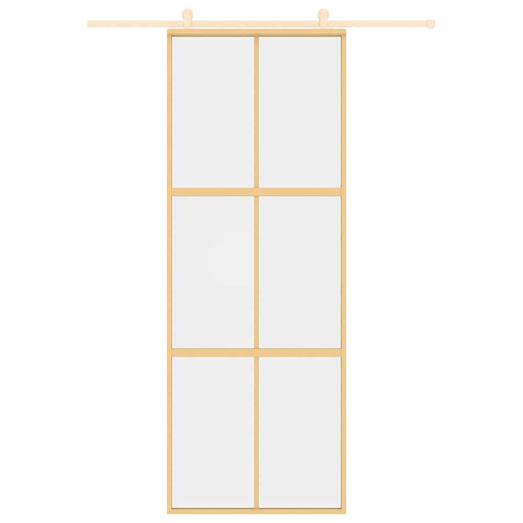 Sliding Door Gold 76x205 cm Clear ESG Glass and Aluminium
