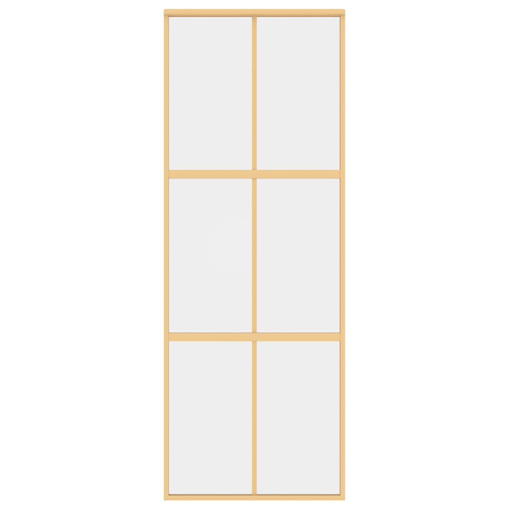 Sliding Door Gold 76x205 cm Clear ESG Glass and Aluminium