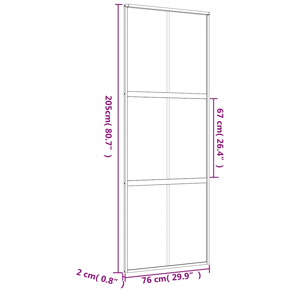 Sliding Door Gold 76x205 cm Clear ESG Glass and Aluminium