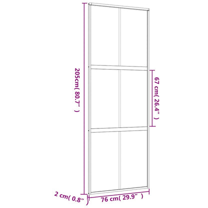 Sliding Door Gold 76x205 cm Clear ESG Glass and Aluminium