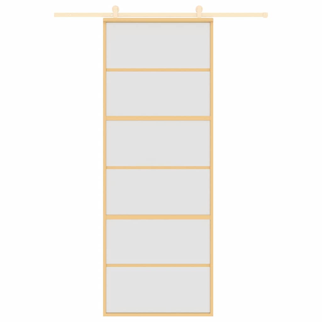 Sliding Door Gold 76x205 cm Frosted ESG Glass and Aluminium
