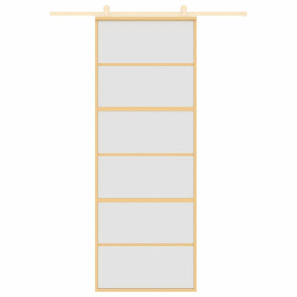 Sliding Door Gold 76x205 cm Frosted ESG Glass and Aluminium