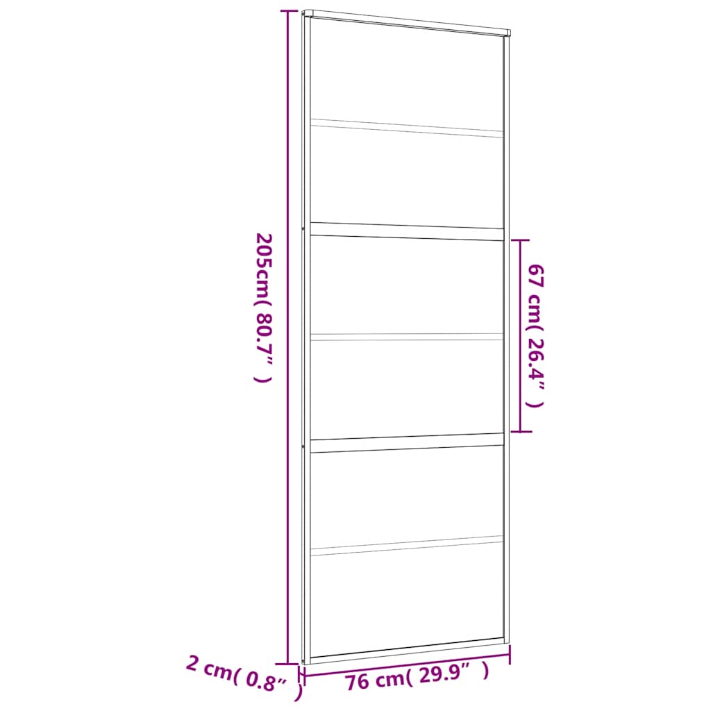 Sliding Door Gold 76x205 cm Frosted ESG Glass and Aluminium