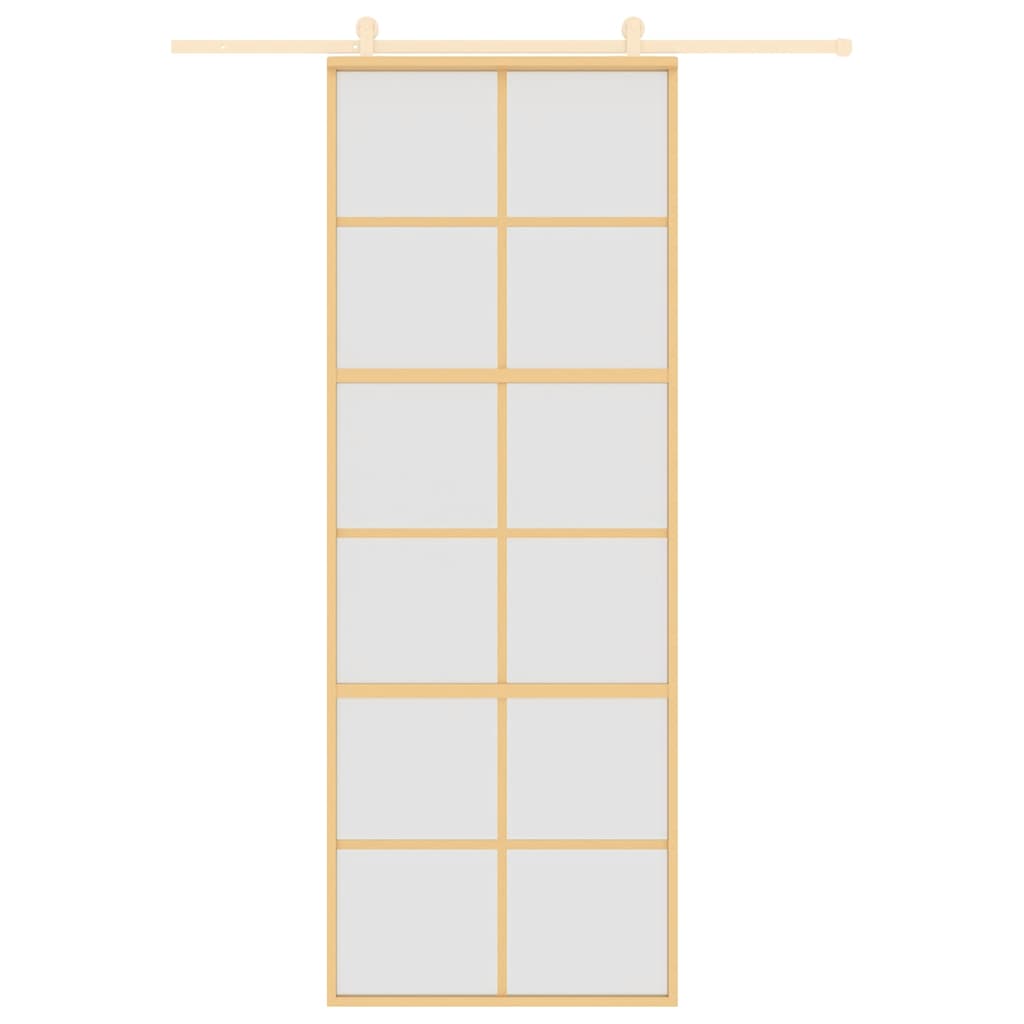 Sliding Door Gold 76x205 cm Frosted ESG Glass and Aluminium