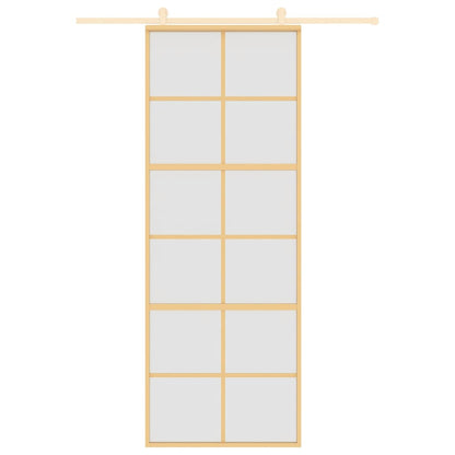 Sliding Door Gold 76x205 cm Frosted ESG Glass and Aluminium
