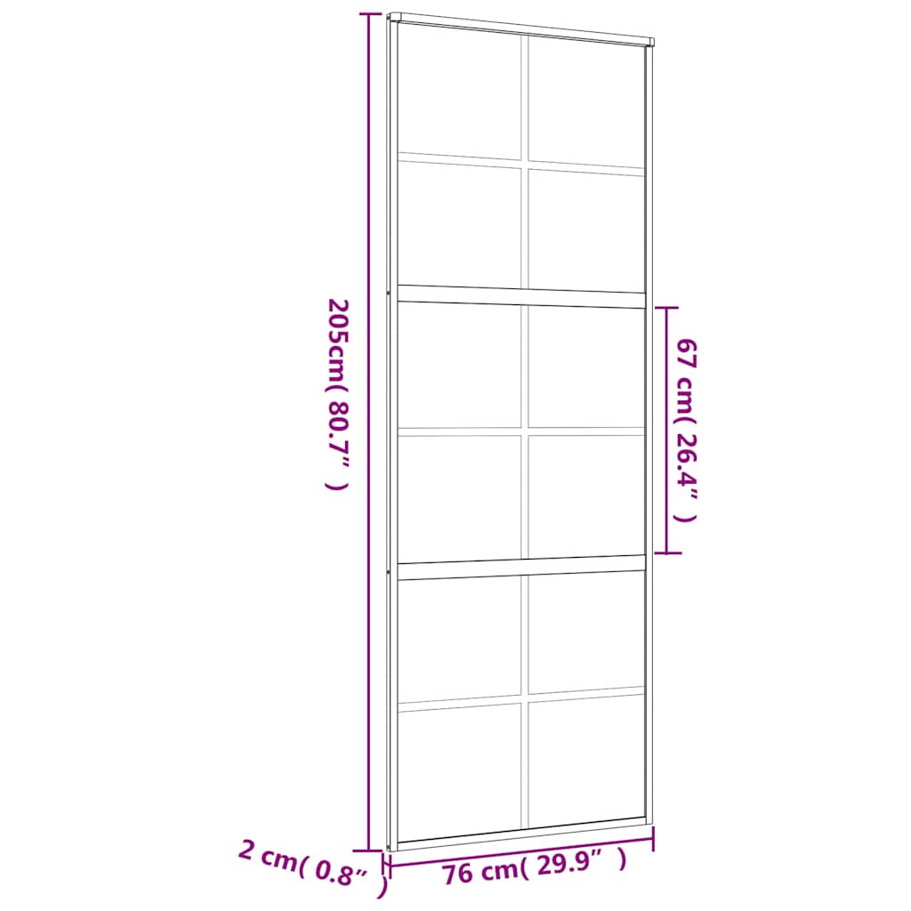 Sliding Door Gold 76x205 cm Frosted ESG Glass and Aluminium