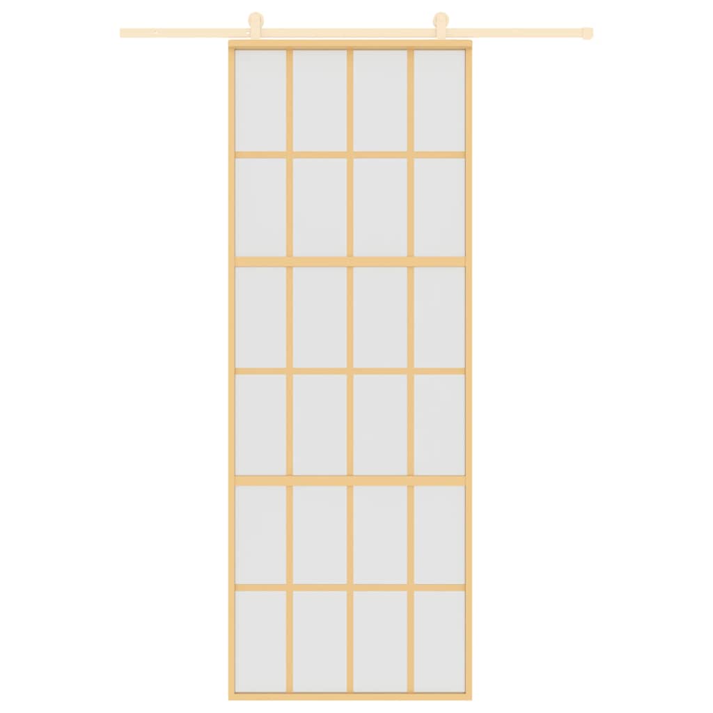 Sliding Door Gold 76x205 cm Frosted ESG Glass and Aluminium