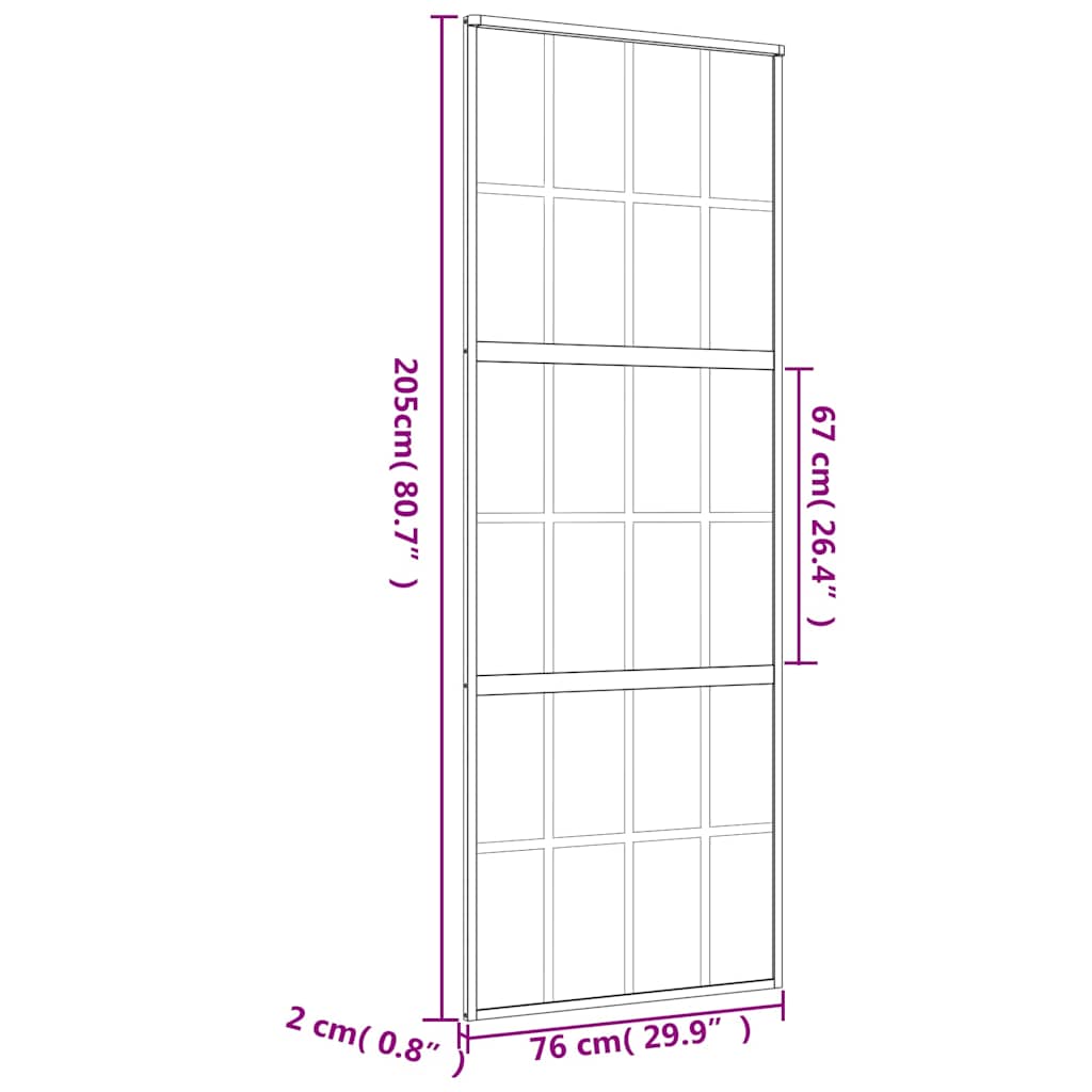 Sliding Door Gold 76x205 cm Frosted ESG Glass and Aluminium