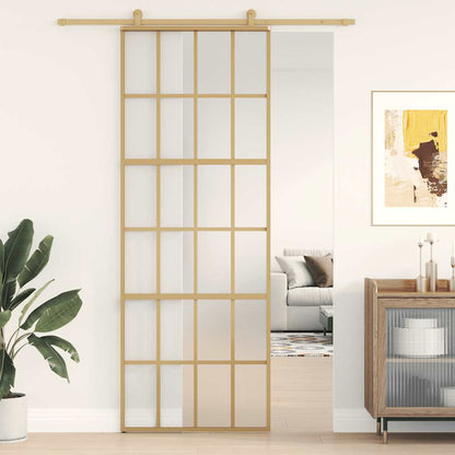 Sliding Door Gold 76x205 cm Frosted ESG Glass and Aluminium