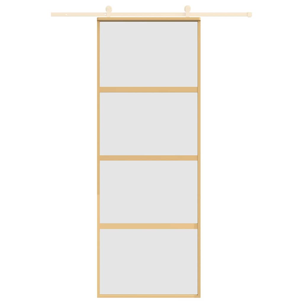 Sliding Door Gold 76x205 cm Frosted ESG Glass and Aluminium