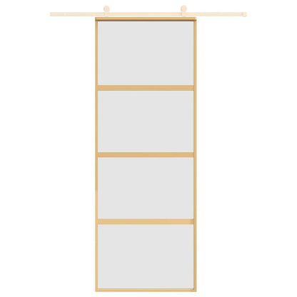 Sliding Door Gold 76x205 cm Frosted ESG Glass and Aluminium