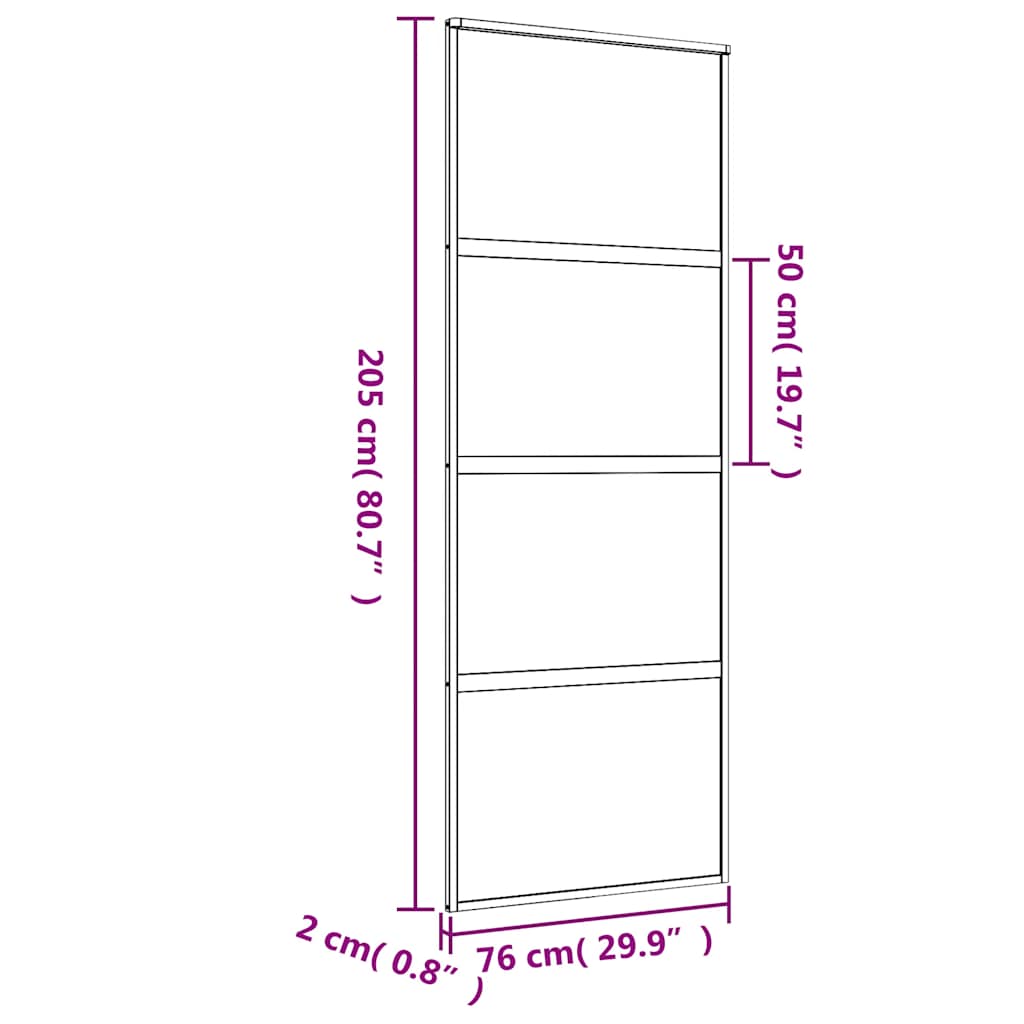Sliding Door Gold 76x205 cm Frosted ESG Glass and Aluminium