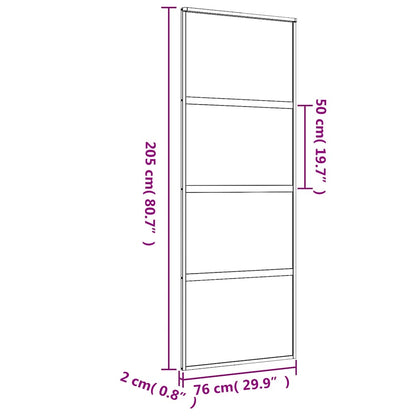 Sliding Door Gold 76x205 cm Frosted ESG Glass and Aluminium