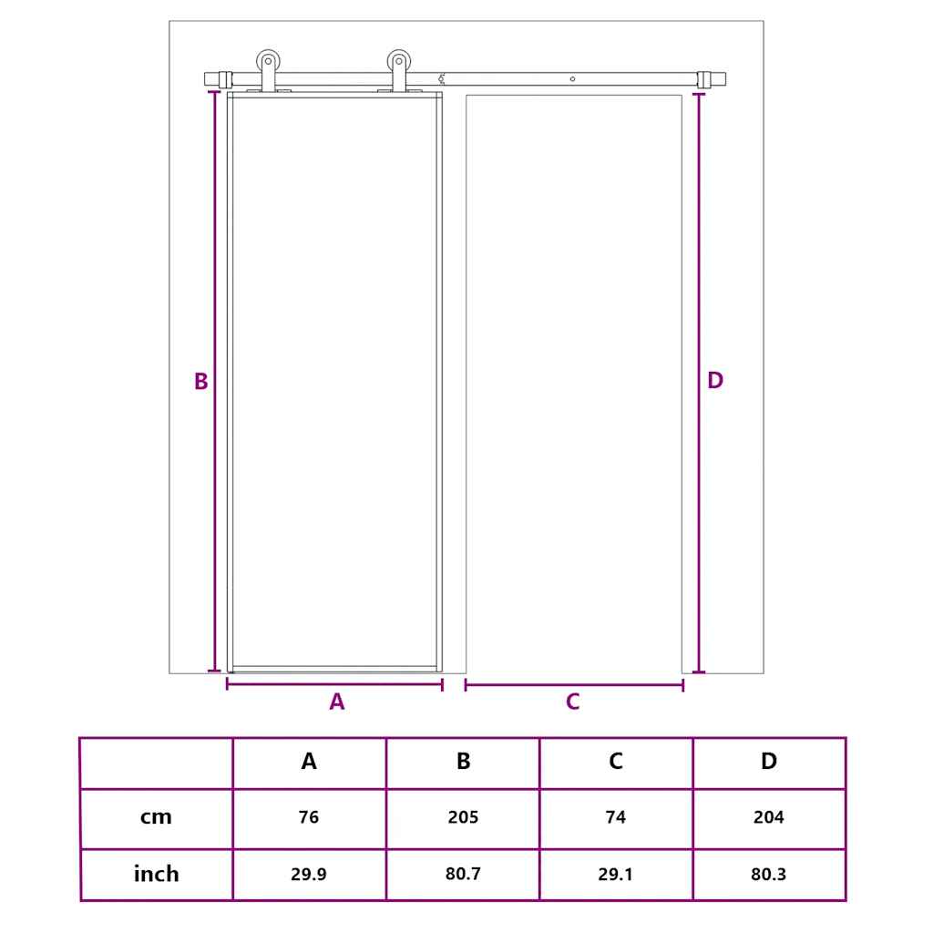 Sliding Door Gold 76x205 cm Frosted ESG Glass and Aluminium