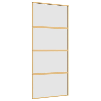 Sliding Door Gold 90x205 cm Frosted ESG Glass and Aluminium