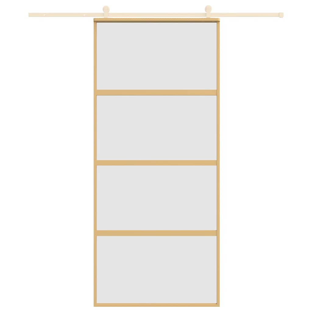 Sliding Door Gold 90x205 cm Frosted ESG Glass and Aluminium