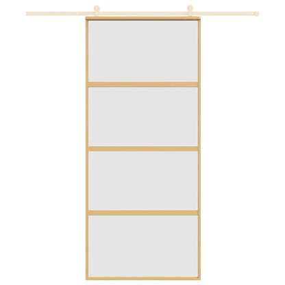 Sliding Door Gold 90x205 cm Frosted ESG Glass and Aluminium
