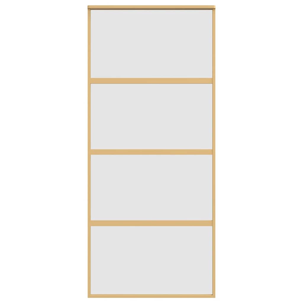 Sliding Door Gold 90x205 cm Frosted ESG Glass and Aluminium