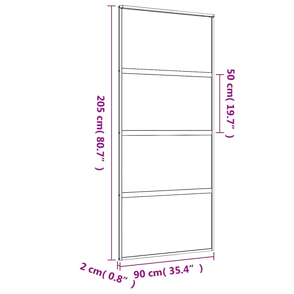 Sliding Door Gold 90x205 cm Frosted ESG Glass and Aluminium