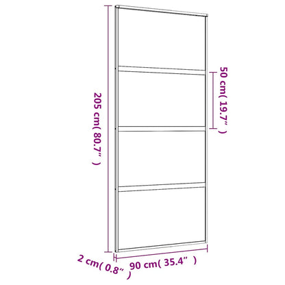 Sliding Door Gold 90x205 cm Frosted ESG Glass and Aluminium