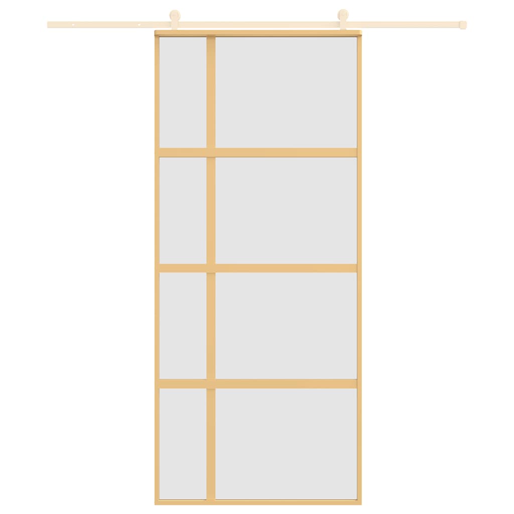 Sliding Door Gold 90x205 cm Frosted ESG Glass and Aluminium