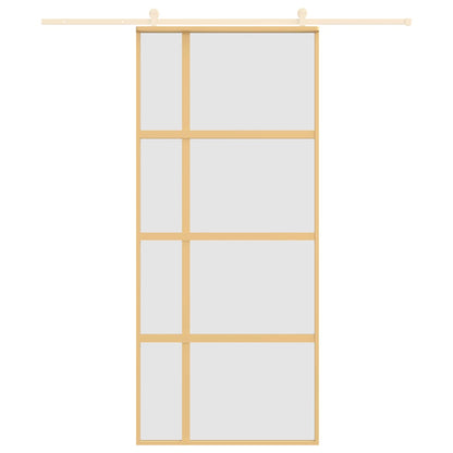 Sliding Door Gold 90x205 cm Frosted ESG Glass and Aluminium