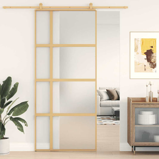Sliding Door Gold 90x205 cm Frosted ESG Glass and Aluminium