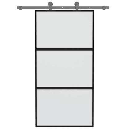Sliding Door Black 102.5x205 cm Tempered Glass and Aluminium