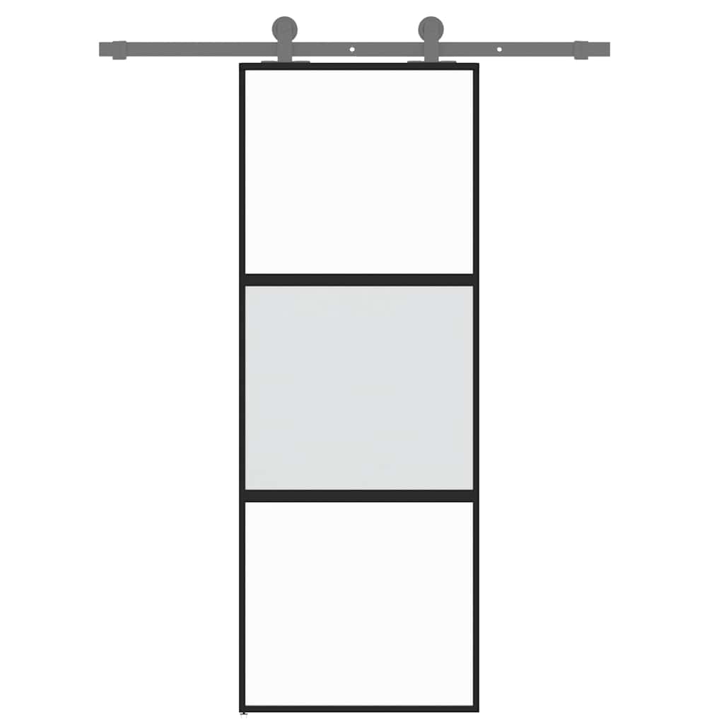Sliding Door Black 76x205 cm Tempered Glass and Aluminium