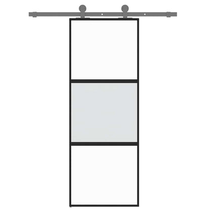 Sliding Door Black 76x205 cm Tempered Glass and Aluminium