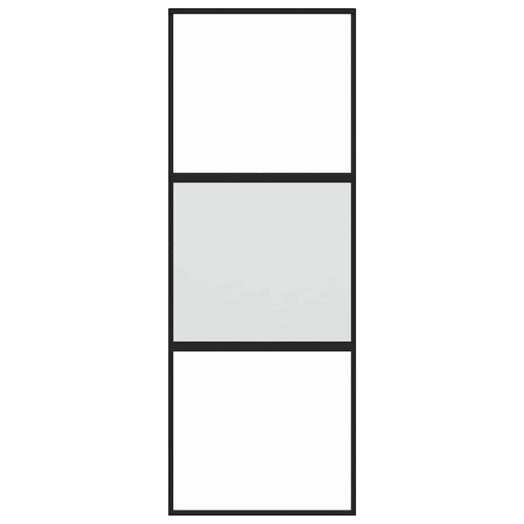 Sliding Door Black 76x205 cm Tempered Glass and Aluminium