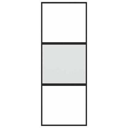 Sliding Door Black 76x205 cm Tempered Glass and Aluminium