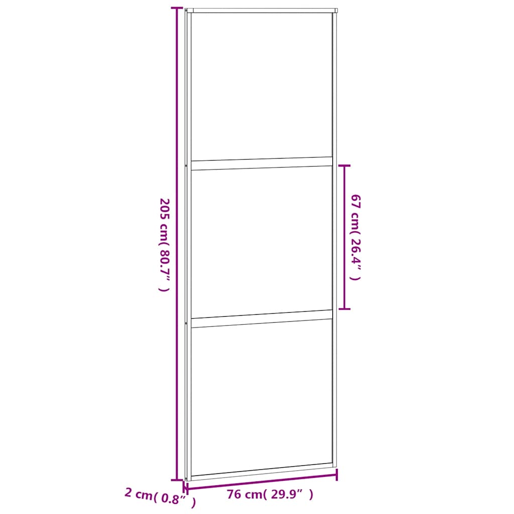 Sliding Door Black 76x205 cm Tempered Glass and Aluminium