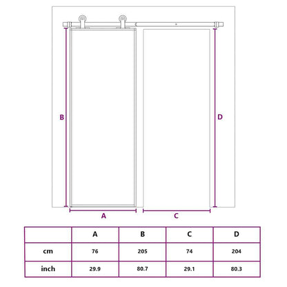 Sliding Door Black 76x205 cm Tempered Glass and Aluminium