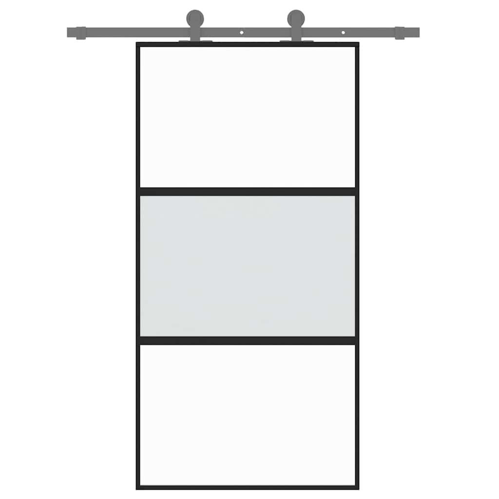 Sliding Door Black 102.5x205 cm Tempered Glass and Aluminium